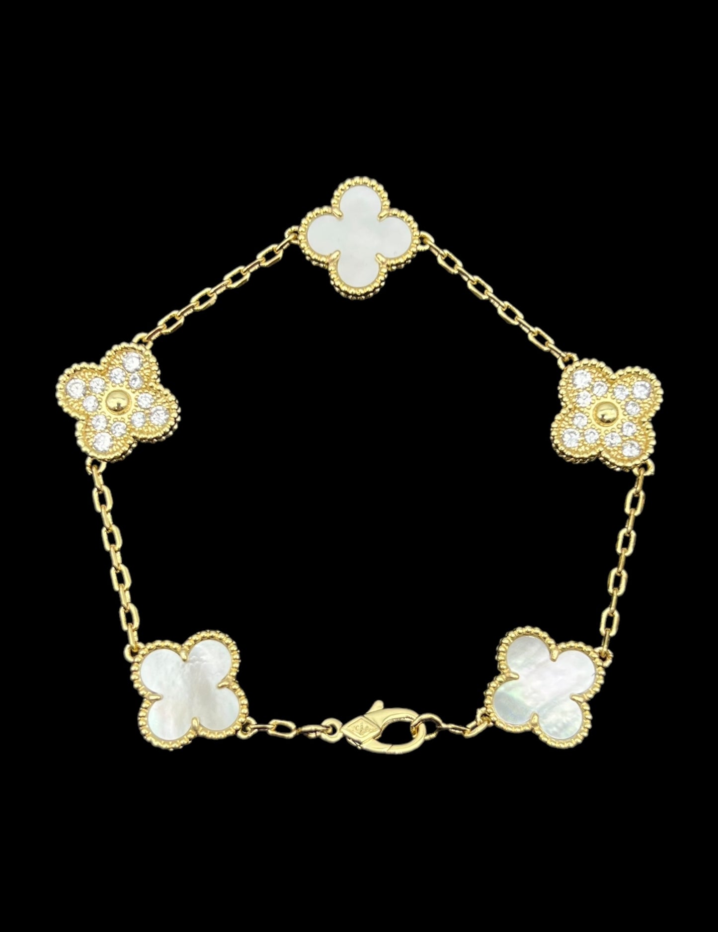 Pulsera Van Cleef 5 Motif MOP & Diamonds Yellow Gold