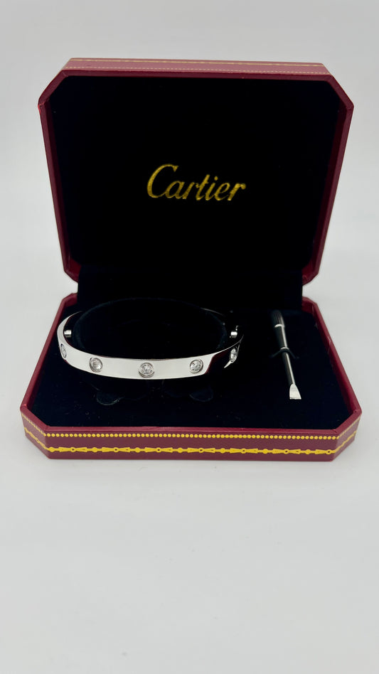 Pulsera Cartier Love 10 Diamonds White Gold