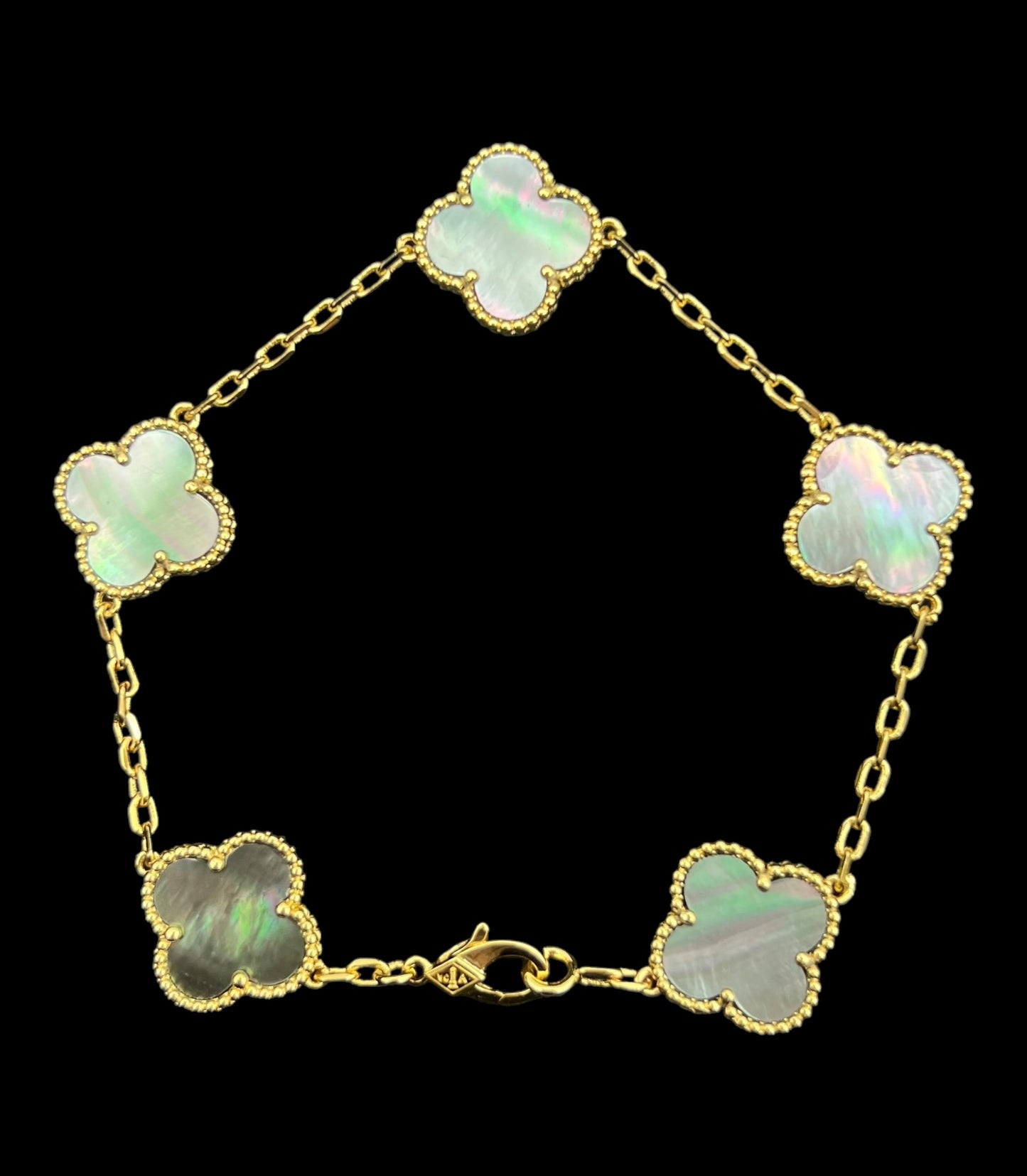 Pulsera Van Cleef 5 Motif MOP Green Yellow Gold