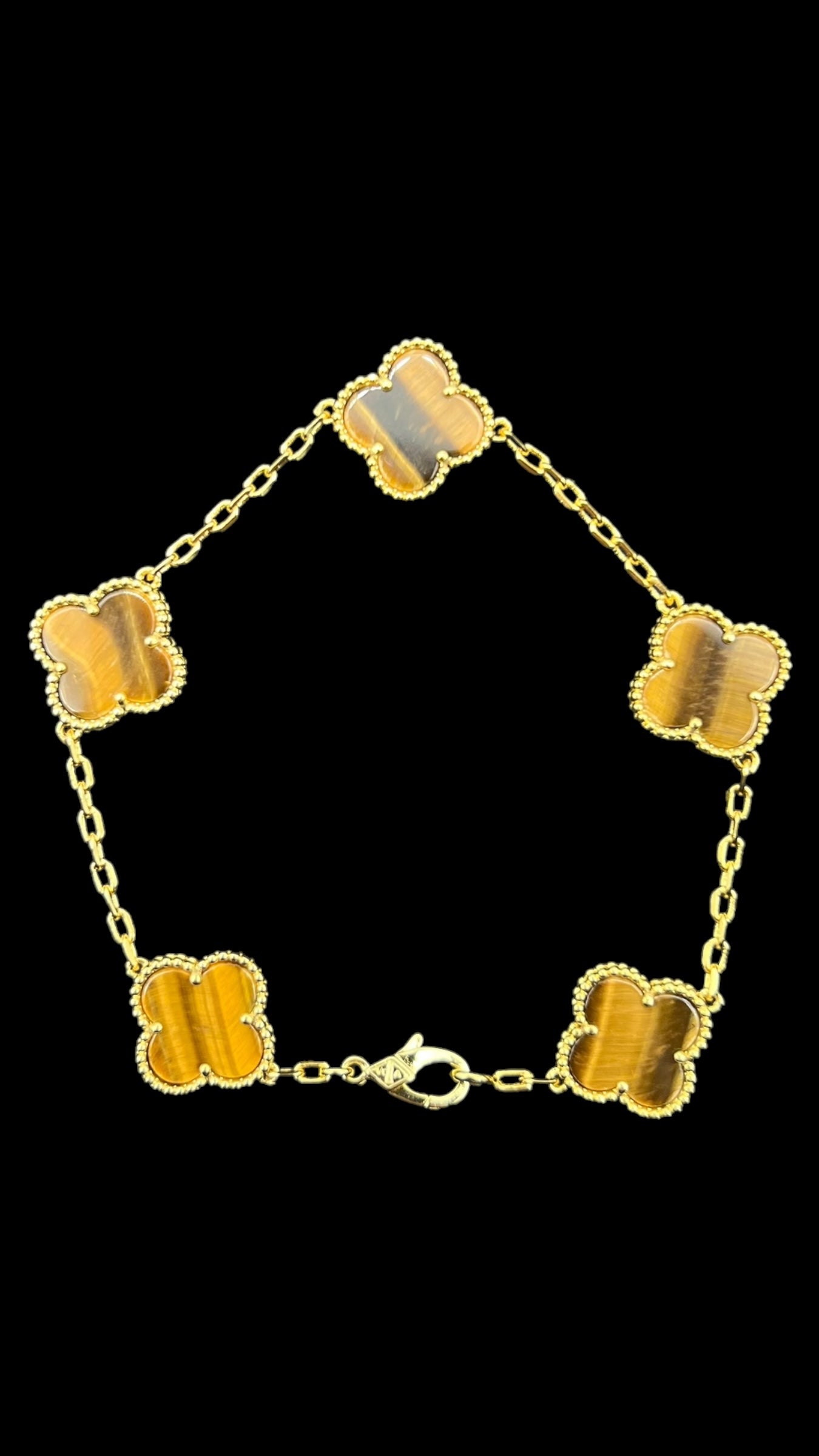 Pulsera Van Cleef 5 Motif Tiger Eye Yellow Gold