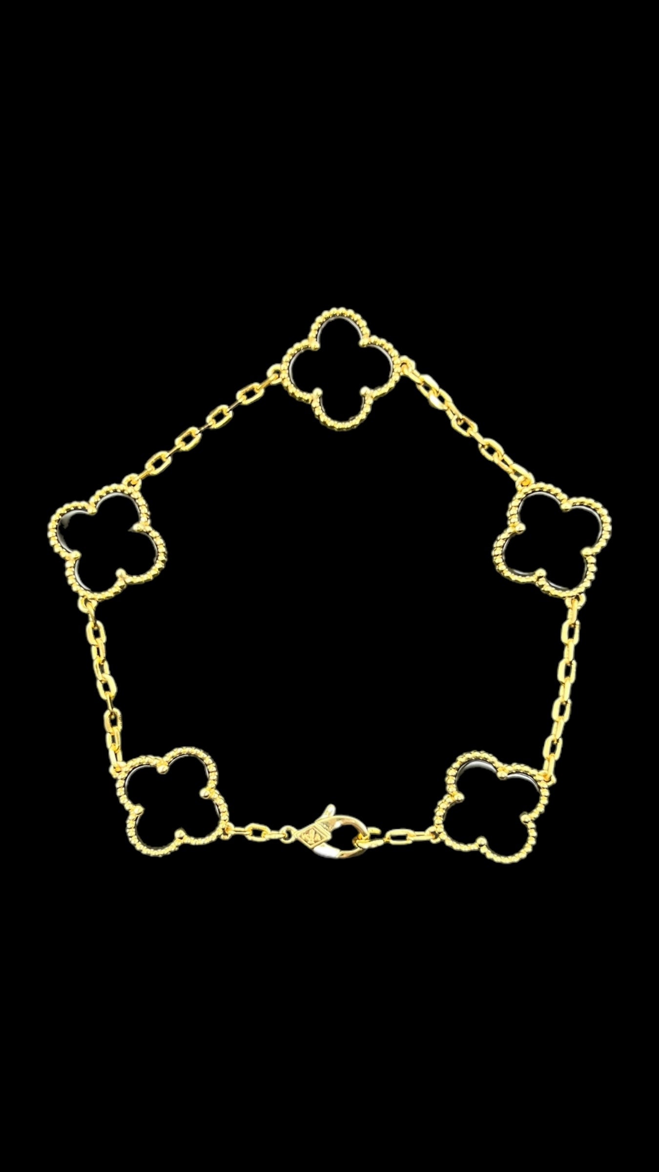 Pulsera Van Cleef 5 Motif Black Yellow Gold