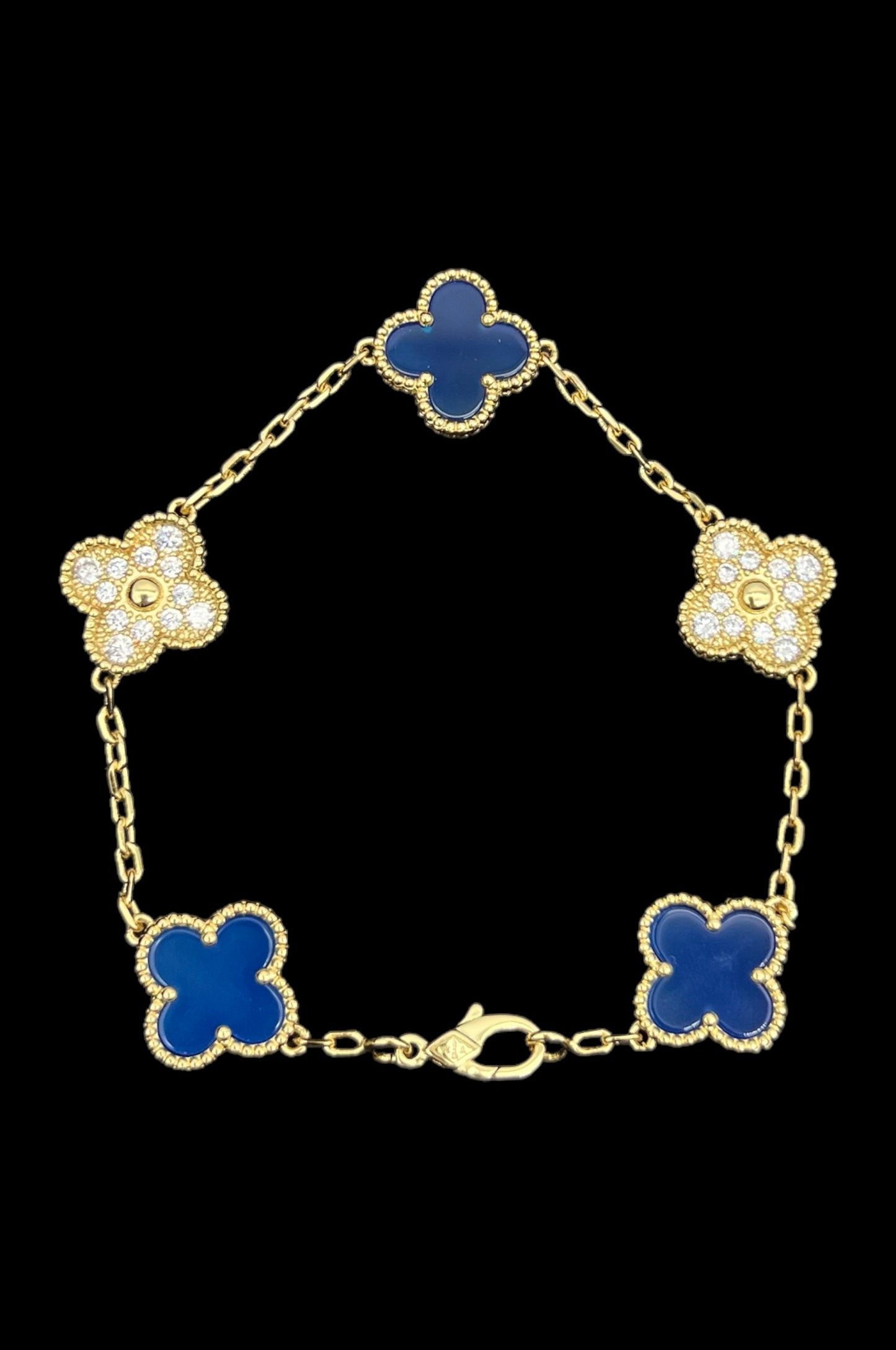 Pulsera Van Cleef 5 Motif Blue & Diamonds Yellow Gold